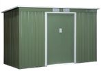 9ft x 4ft Corrugated Garden Metal Storage Shed Outdoor Equipment Tool Box with Kit Ventilation & Doors Light Green (FREE POSTAGE)