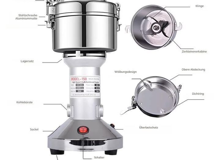 Brand New Electric Grain Grinder 150g High Speed Stainless Steel 900W.