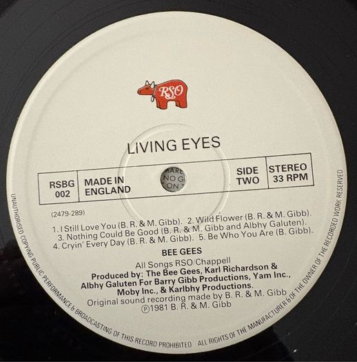 The Bee Gees - Living Eyes. 1981 UK first press with gatefold cover and inner sleeve. Absolutely and utterly mint. Peak brothers Gibb!