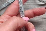 2 metres decorative tape silver with rhinestones