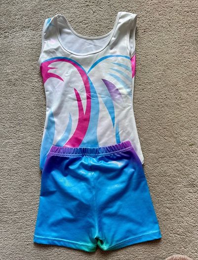 Like new gymnastics leotard & shorts size 7-8