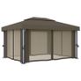 Gazebo with Curtain and String Lights 4x3 m Taupe Image 5