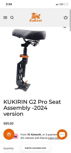 Kugo g2 pro seat