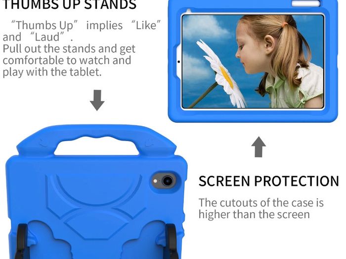 For Apple iPad Mini 6 Kids Friendly Case Shockproof Cover With Thumbs Up - Blue