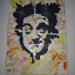 picture colourful Marty Feldman oil on canvas