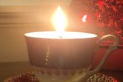 Vintage tea cup and saucer candle