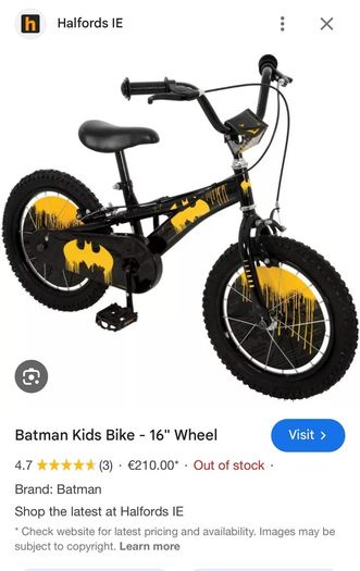 16" Kids Batman bike