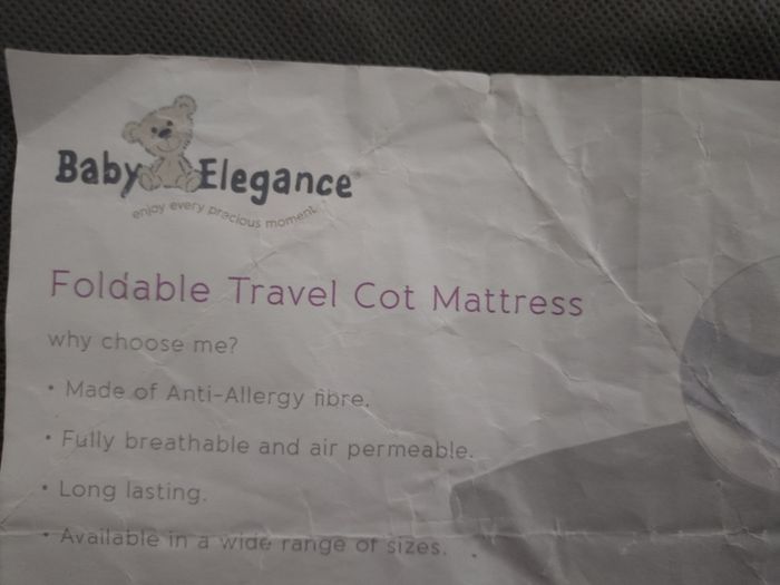 Baby Elegance travel cot mattress