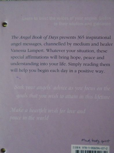 The Angel Book of Days,Vanessa Lampert,Hardback book, Angels