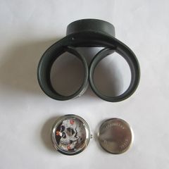 Slap-on Watch - Black Rubber Band with Skulls