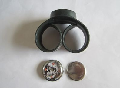 Slap-on Watch - Black Rubber Band with Skulls