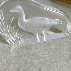 Wedgwood Full Crystal Glass Canadian Goose Paperweight Slab