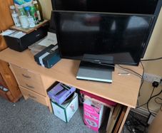 Study desk and 2 TV's