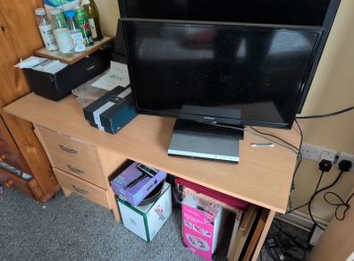 Study desk and 2 TV's