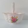 Vintage Queen's Porcelain Basket Hand Painted Staffordshire fine bone china Made in England Image 2