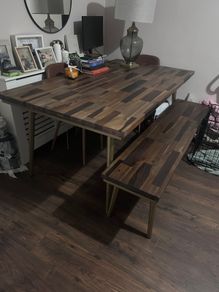 Solid Wood Dining Table & Bench  Michael Murphy Furniture