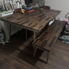 Solid Wood Dining Table & Bench  Michael Murphy Furniture