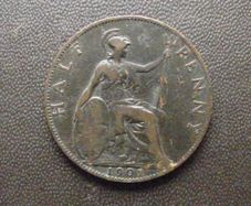 1901 Great Britain. Victoria. Half Penny