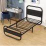 Single Bed Frame with Headboard, Black Single Bed 90x190 cm Image 9