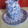 Vase With Medium Plate Under Dark Blue Sponged, Ardmore Pottery Image 2