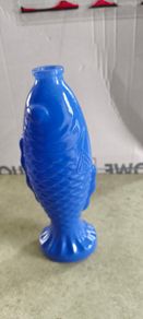 VINTAGE Fish carafe 500 ml blue / vase PRL Fish stained glass