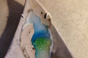 Blue Green Aqua Ocean and Beige sandy Ceramic Art Triangles Wall Hanging