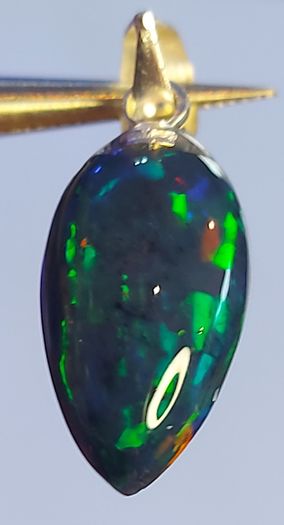 Ethiopian Black Opal Pendant 1.9 ct on 925 Silver