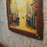 New Original Oil Painting Nautical Harbor Scene with Handmade Ship Rope Frame. Image 8