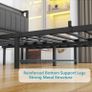 Double Bed Frame With Storage Headboard, Upholstered Platform Bed Frame/Mattress Foundation/Metal Slat Support/No Box Spring Needed/Dark Grey Image 6
