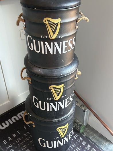 Branded Guiness storage boxes /seats Set of three, small, medium and large