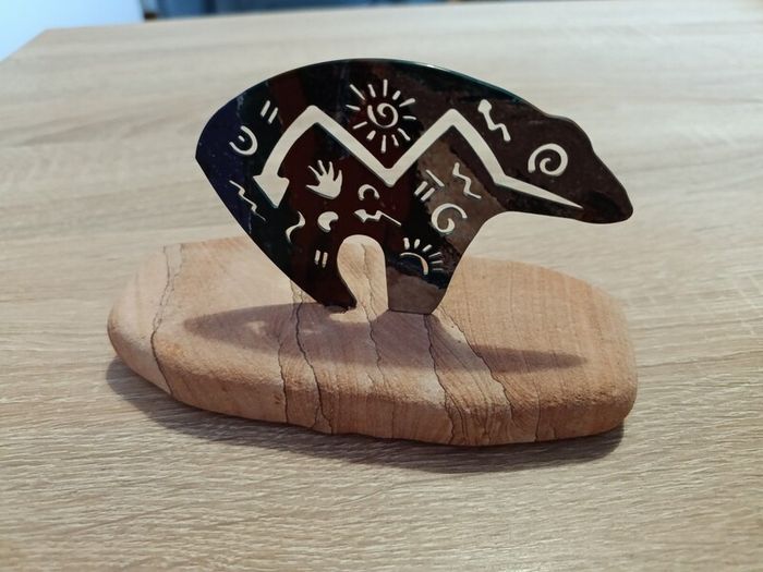 Native American Bear Figurine on Sandstone