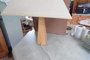 Wood Square Cone Table Lamp Cream Shade
