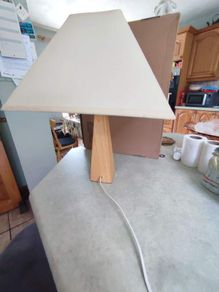 Wood Square Cone Table Lamp Cream Shade