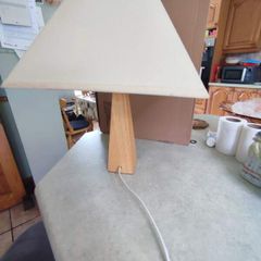 Wood Square Cone Table Lamp Cream Shade
