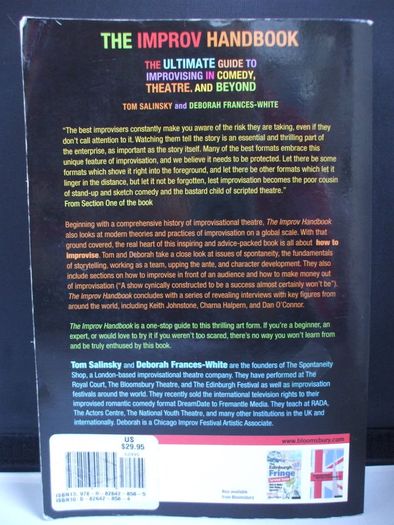 SALE!  THE IMPROV HANDBOOK The Ultimate Guide to Improvising in Comedy, Theatre, and Beyond by Tom Salinsky and Deborah Frances-White
