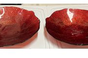 2 Red Glass Bowls