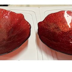 2 Red Glass Bowls