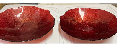 2 Red Glass Bowls
