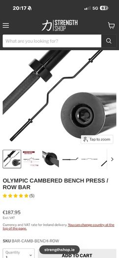 Strengthmax Branded Olympic Camber Bar Amd Jaw Lock Collars!!