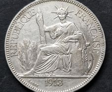 French Indochina Paris 1  PIASTRE DE COMMERCE Silver coin