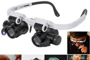 2XLED Watch Jeweler Repair Magnifier Head-Mounted Headband Adjustable Magnifying Head Eye Glasses Loupe Lens