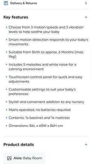 Nested motion electric bedside crib