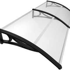 Front Door Canopy Outdoor Awning, Rain Shelter for Back Door, Porch, Patio, Window, 200 x 80 cm, Black