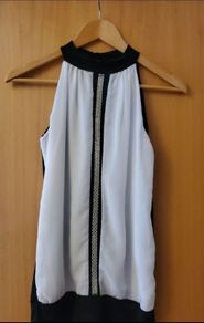 Italian Brand Artigli Black & White Embellished Top