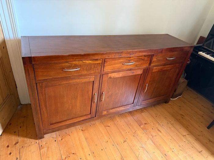 Solid hardwood sideboard with matching mirror