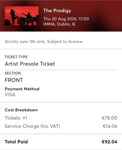 The Prodigy 20 August Dublin