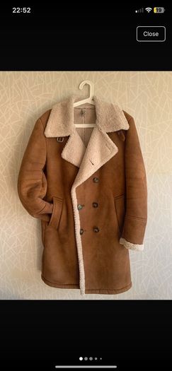Zara Man Shearling Style Coat carmel sise M