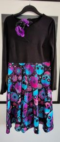 Halloween dress size L colourful sculs plus hair band