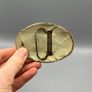 Vintage Snakeskin Pattern Belt Buckle - Oval Western Style, Pre-Owned with Patin Image 2