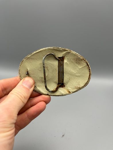 Vintage Snakeskin Pattern Belt Buckle - Oval Western Style, Pre-Owned with Patin